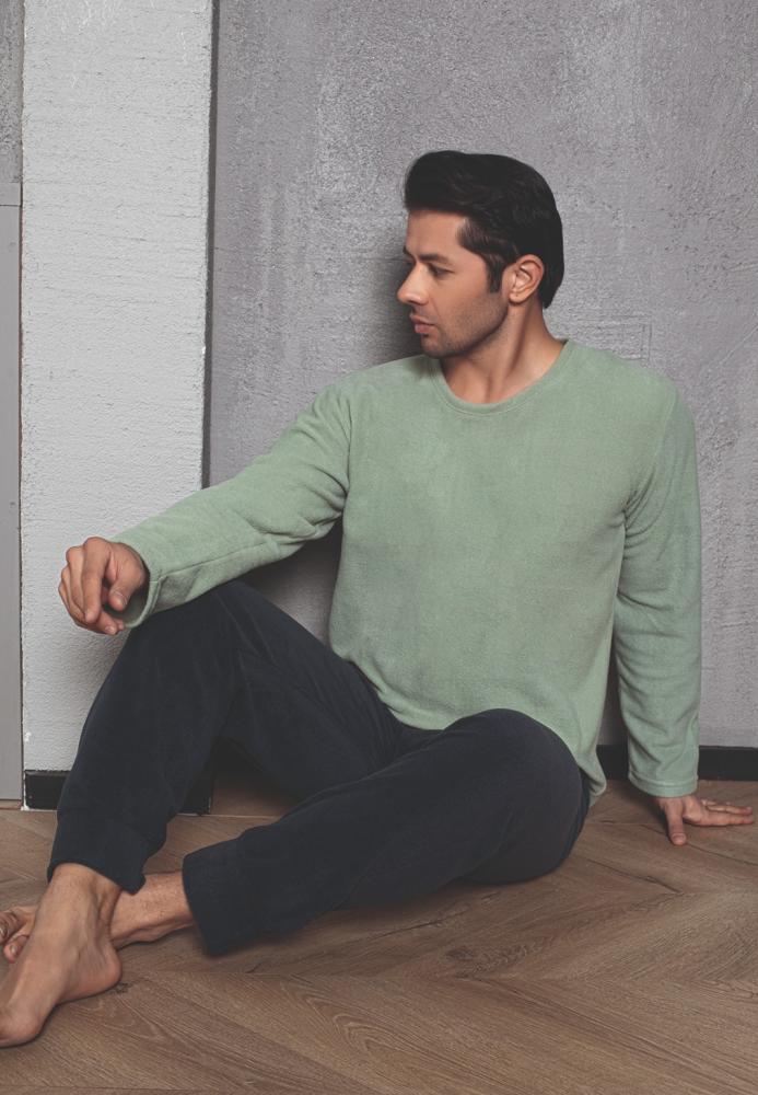 Pijama Barbat POLAR , Culoare Verde deschis,Engros